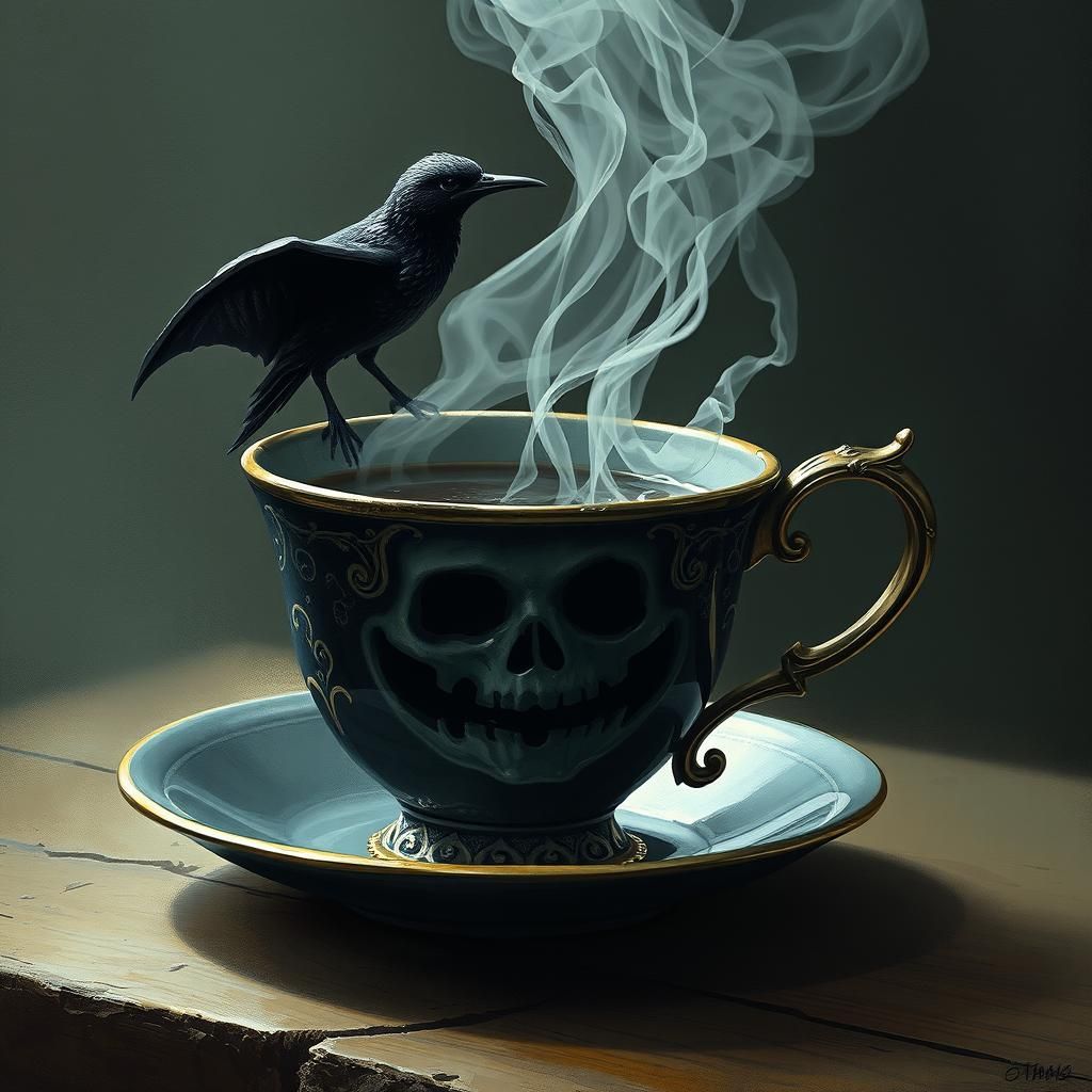 Sinister Haunted Tea Cup Art