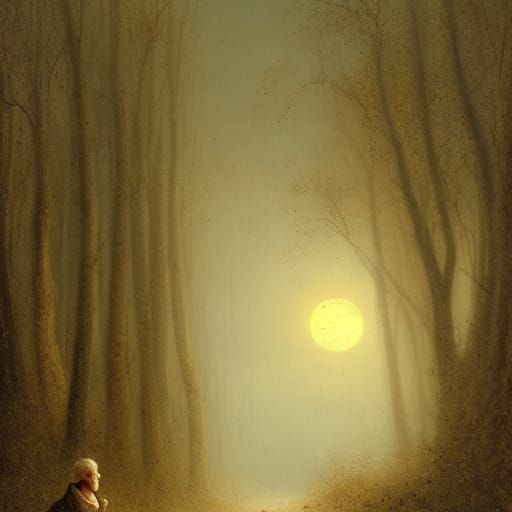 Eerie Gentleman on Country Road, Engraving Style