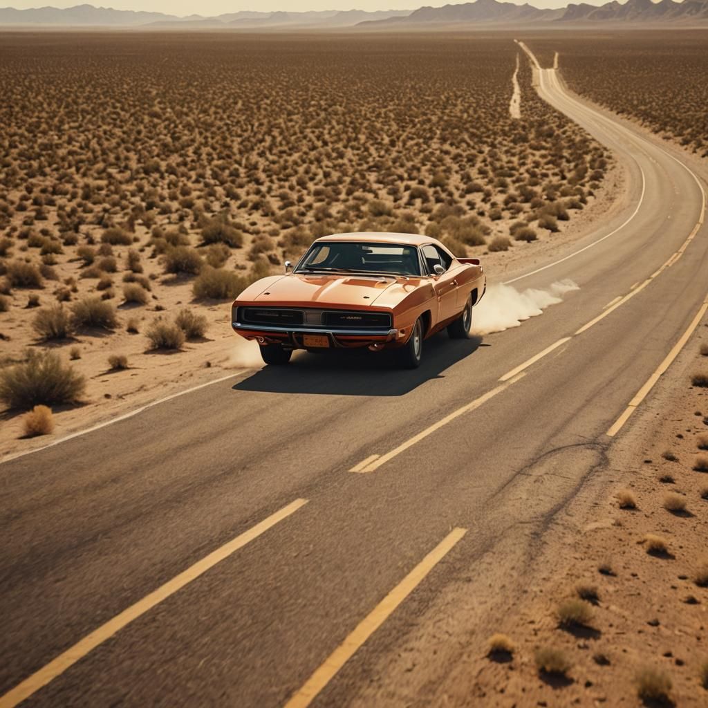 1969 Dodge Charger Daytona on Desert Highway