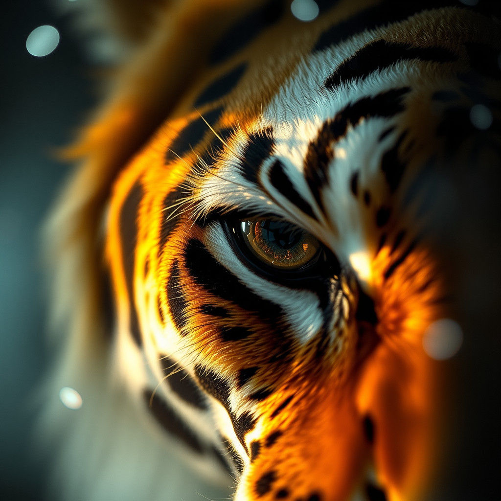 Ethereal Tiger Eye in Golden Brown, Suspended in Dreamlike L...