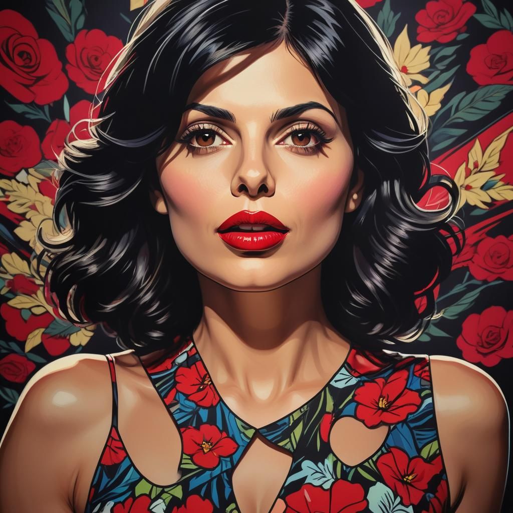 Pop Art Caricature of a Woman with Bold Features