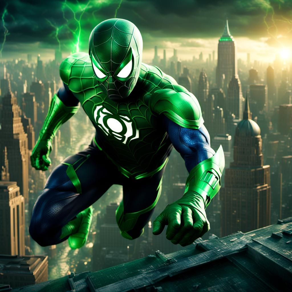 Spiderman as Green Lantern: Digital Matte Painting