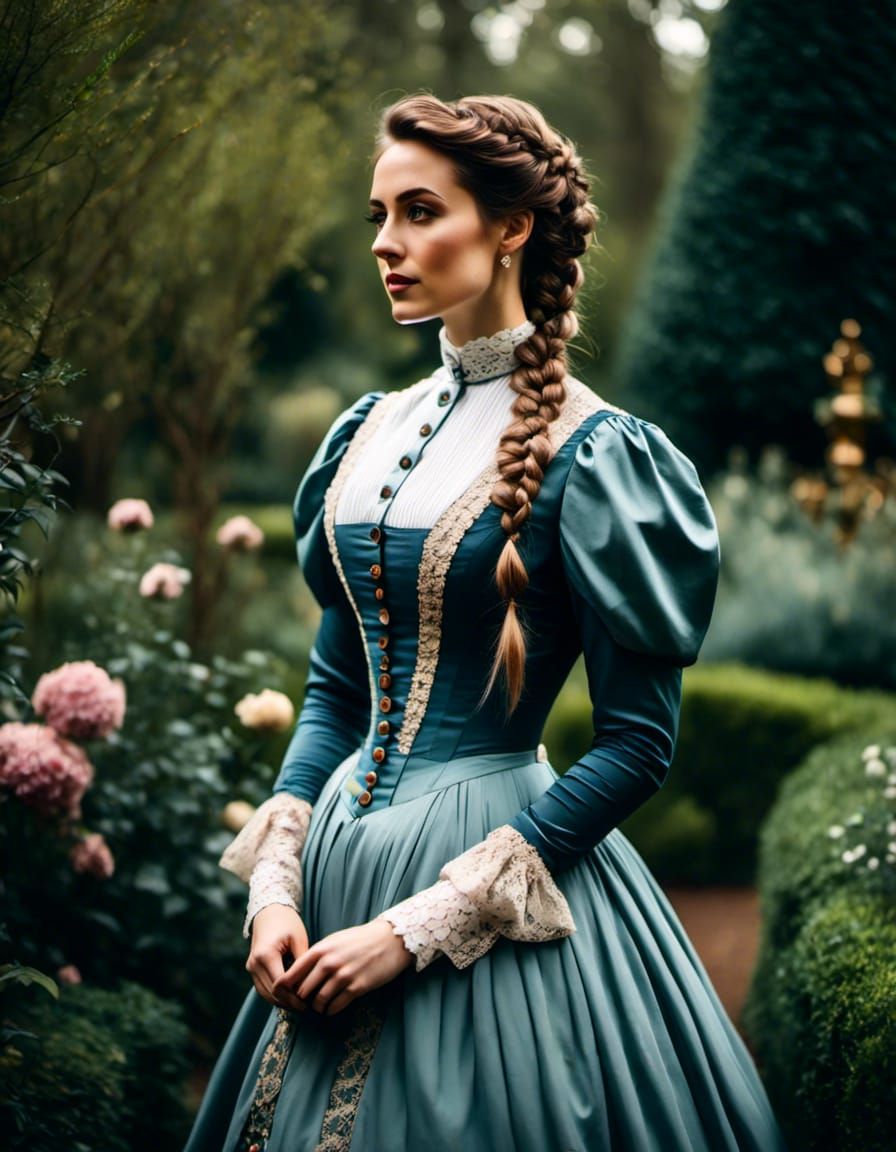 Victorian Woman in Mystic Garden