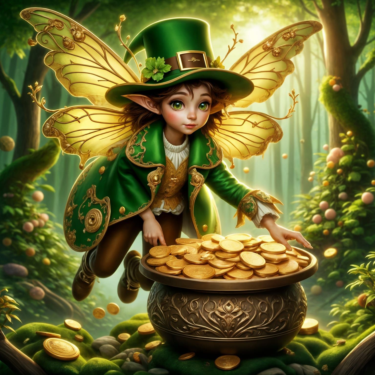 Leprechaun Fairy in Vibrant Hyperrealistic Art