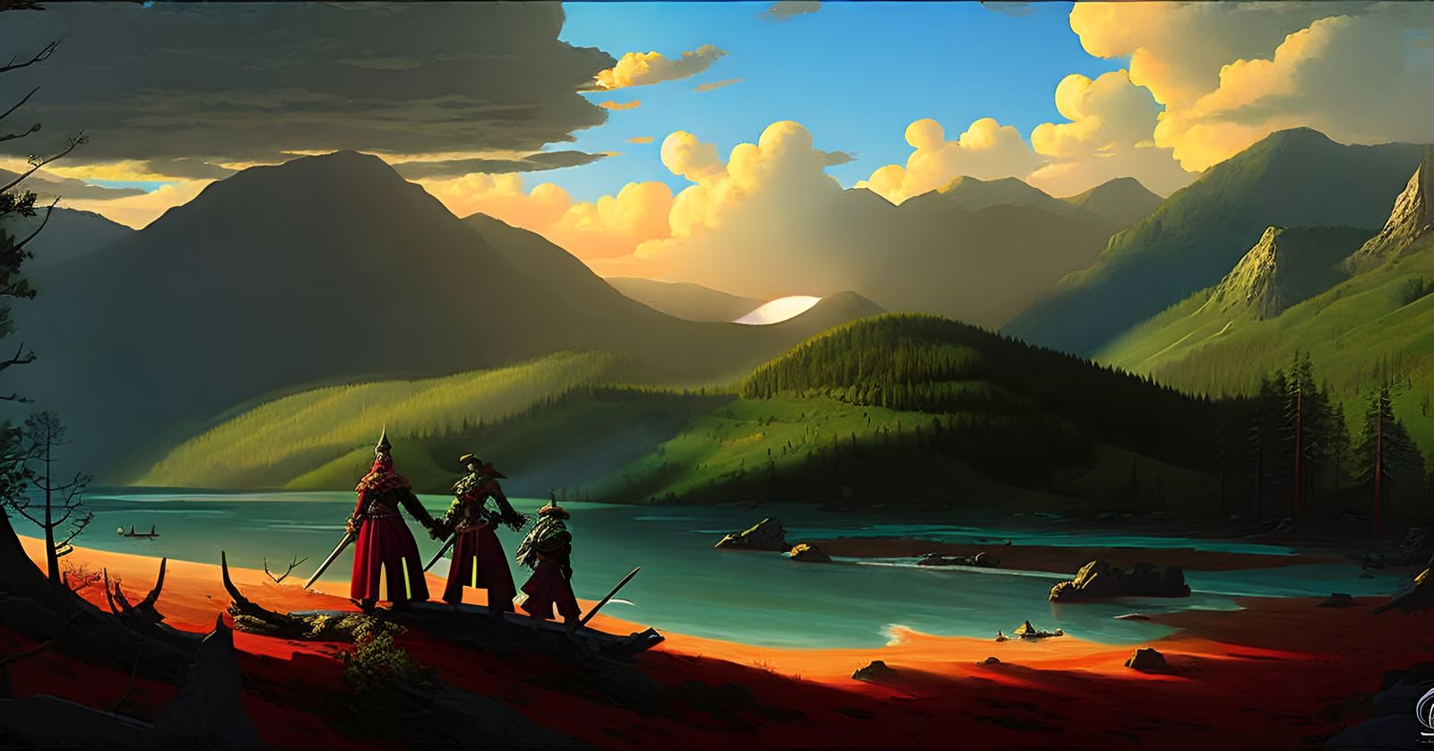 Epic Forest Fire Landscape Painting