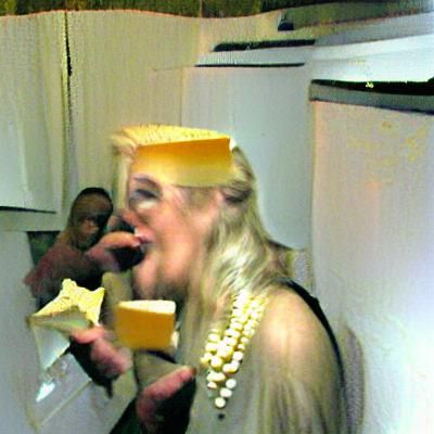 Blonde Woman Enjoys Cheese at Party