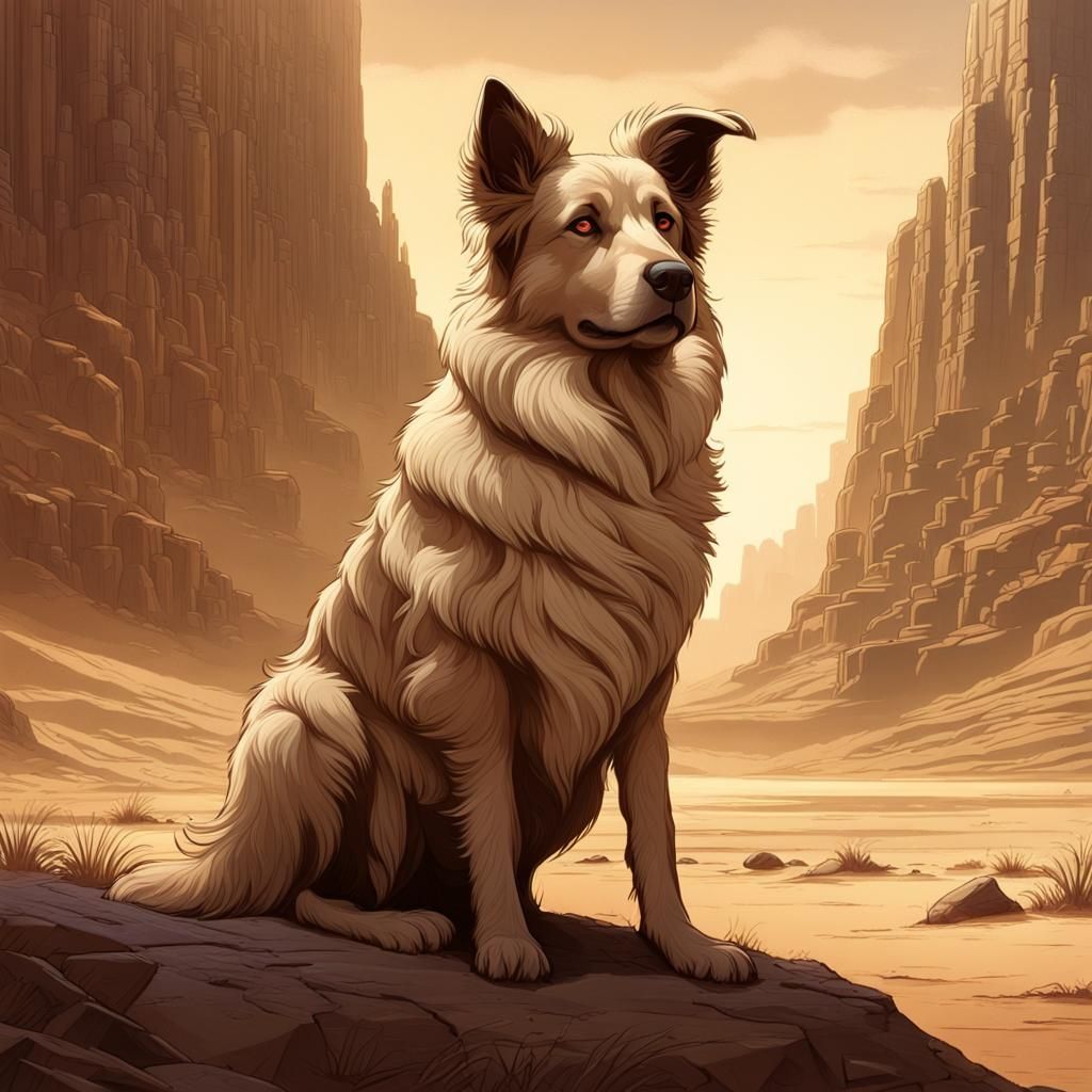 Australian Shepherd on Guard: Digital Concept Art