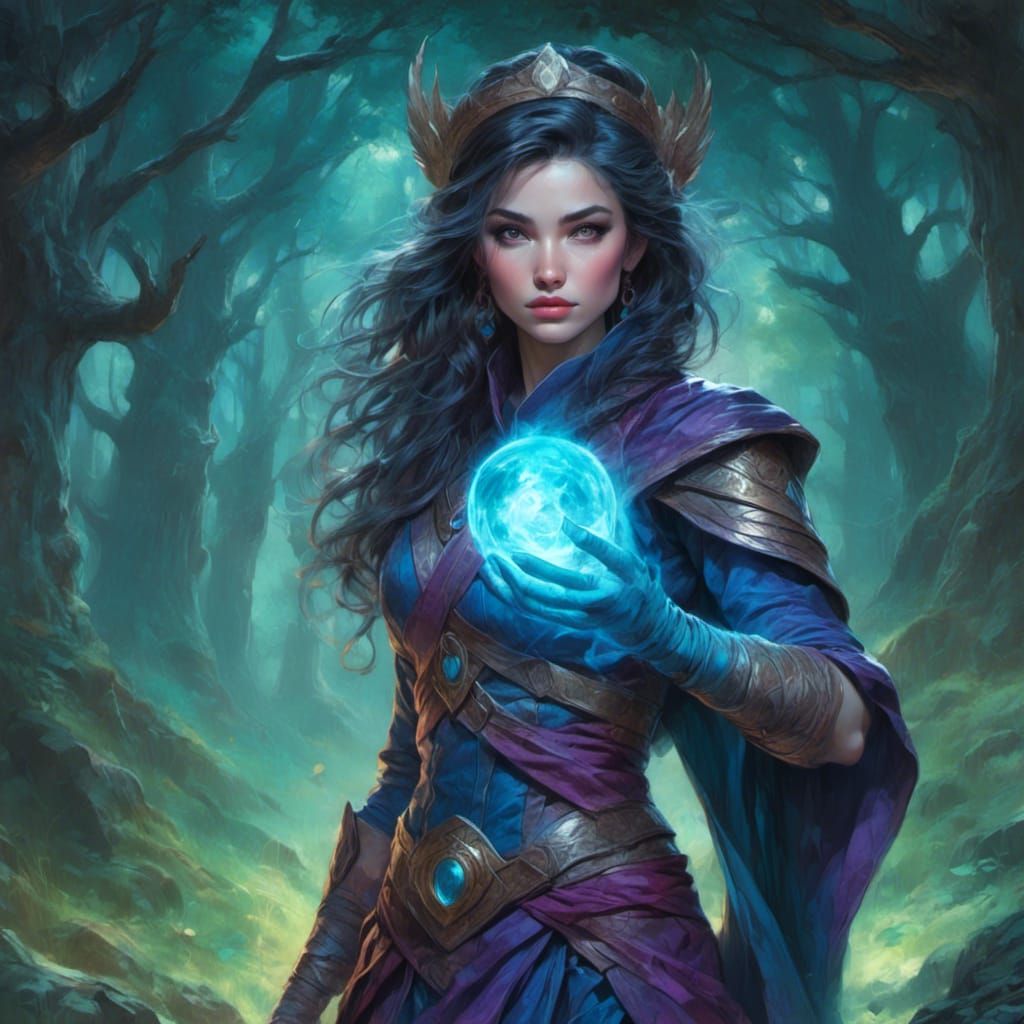 Fantasy Girl Mage in Swords and Sorcery Style