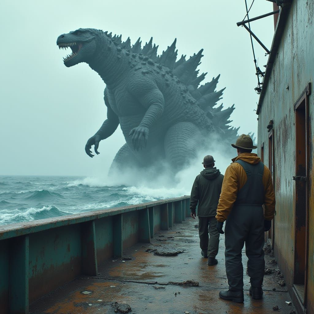 Godzilla Emerges: Hyperrealistic Ocean Encounter