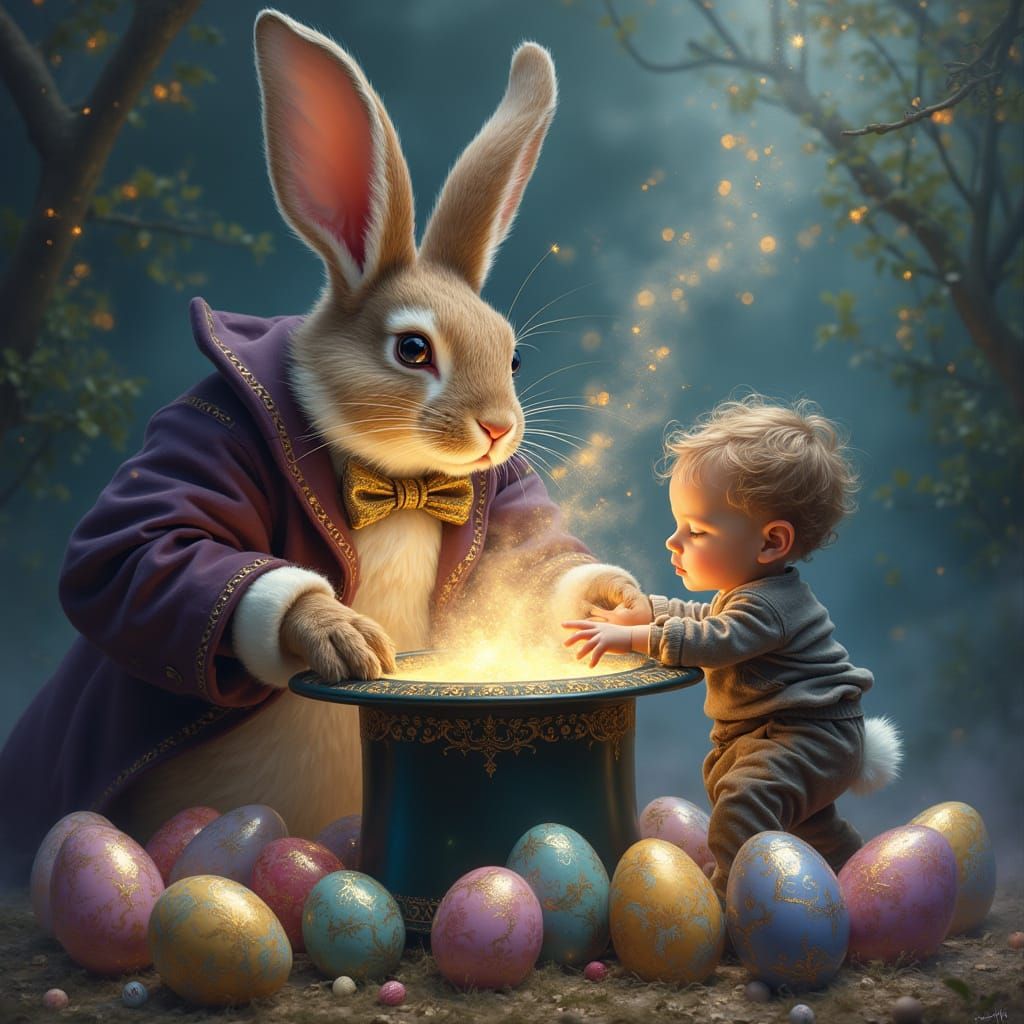 Mystical Easter Bunny in Velvet Attire