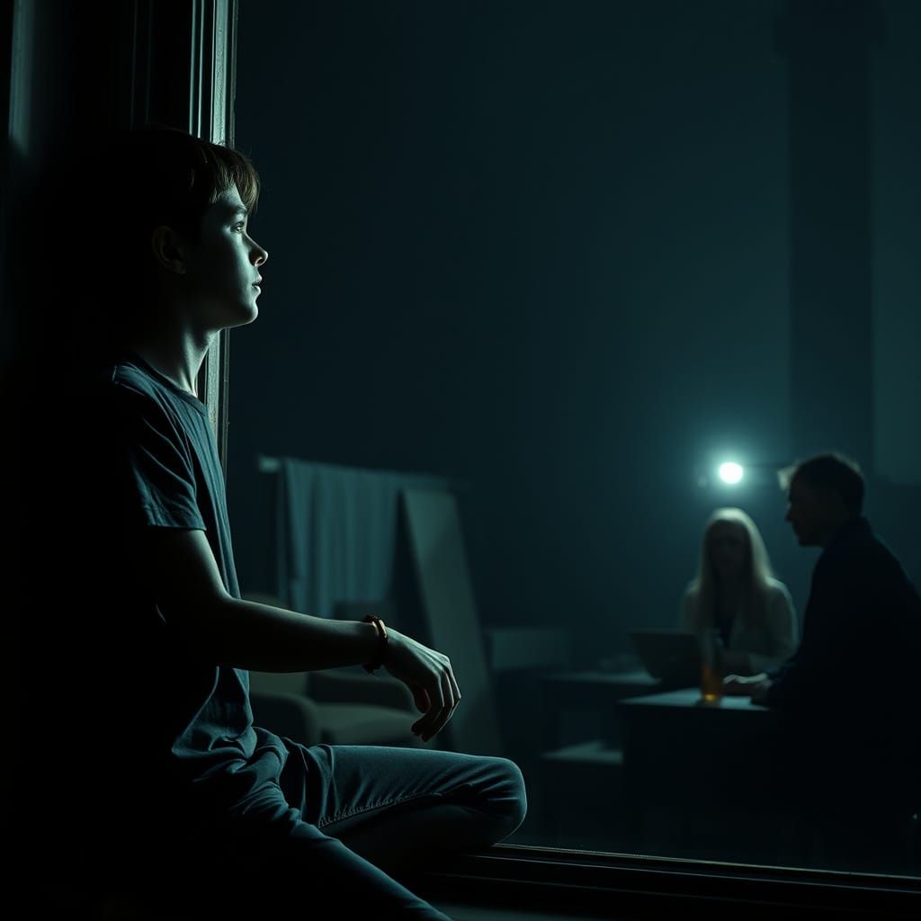 Streetwise Boy Gazing into the Night