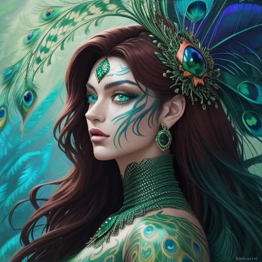 Dragon Woman Portrait in Fauvist Abstract Art