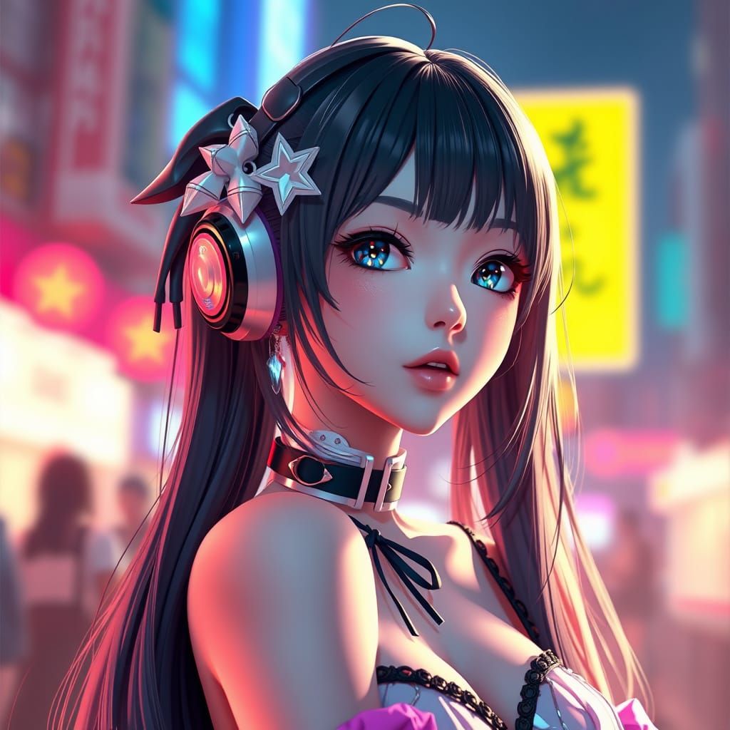 Anime Pop Star in 3D Style