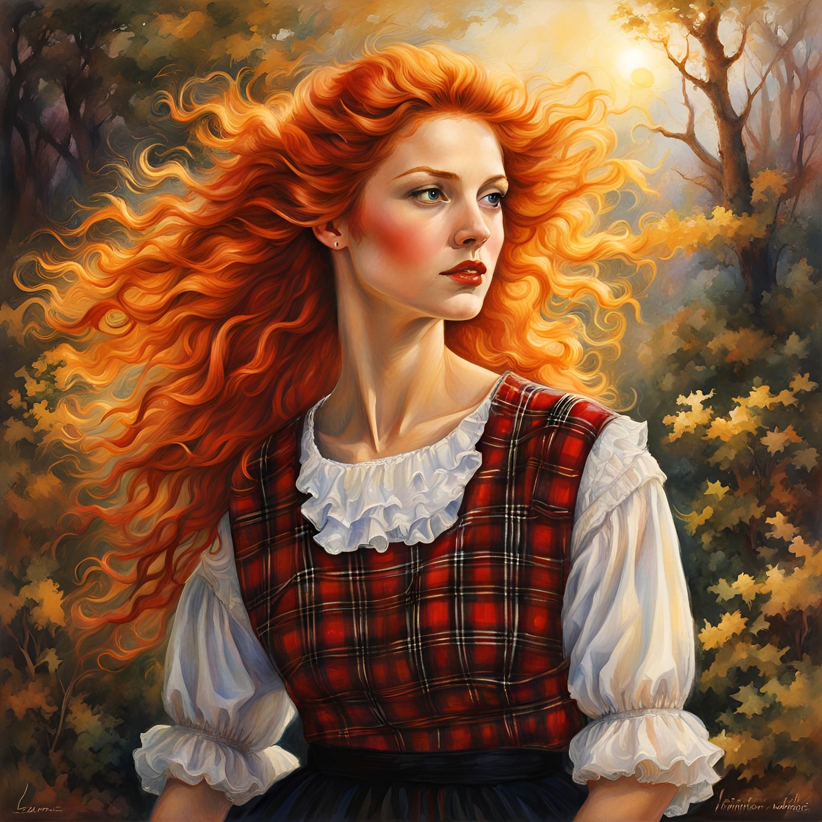 Radiant Redhead Portrait in Loose Watercolor Style