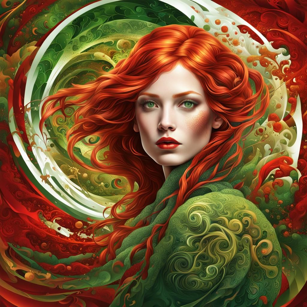 Woman with Fractal Hair: Digital Art Portrait