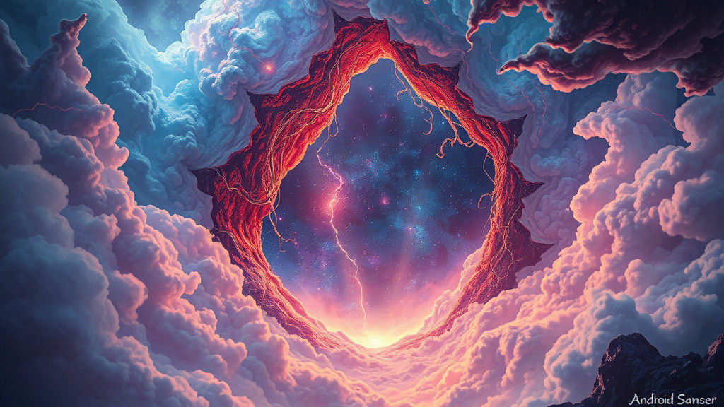Surreal Sci-Fi Landscape with Interdimensional Rift