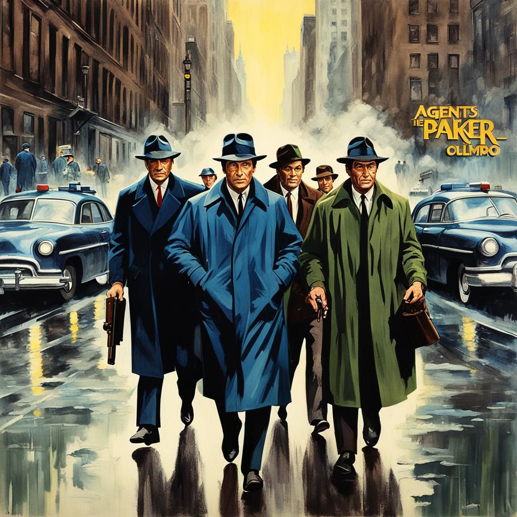 1950s Noir Movie Poster of NYPD Detectives