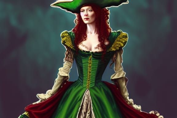 Grace O'Malley Pirate Queen in Rococo Style