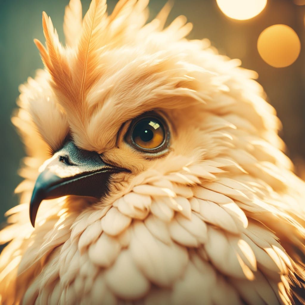 Grumpy Chick Close-Up: Retro Cinematic Film Still