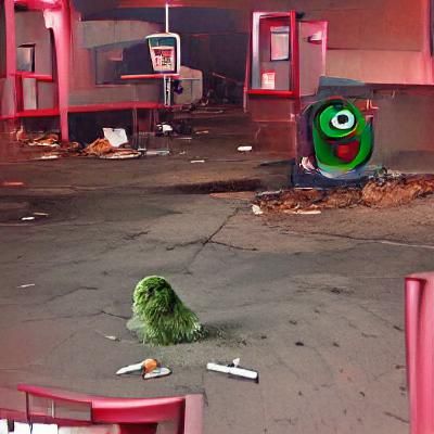 Neon Apocalypse: Surreal Abandoned Scene