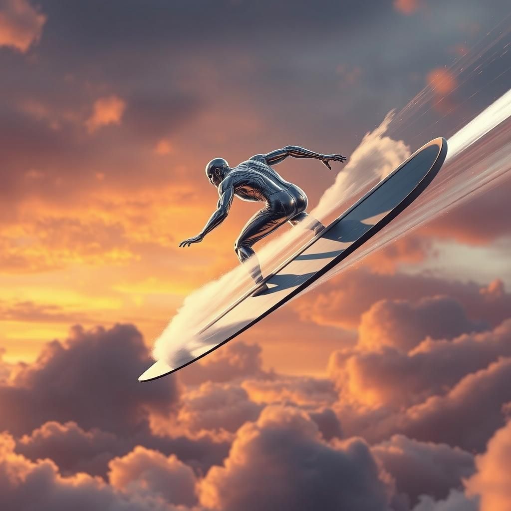 Silver Surfer Surfing Through the Sky