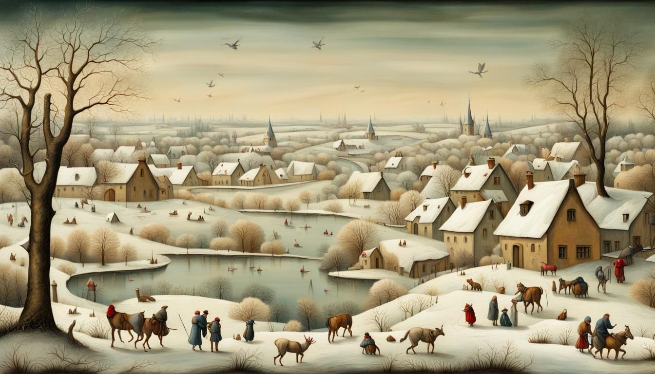 Winter Landscape in Hieronymus Bosch Style
