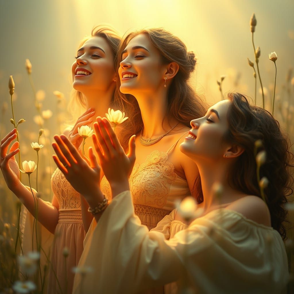 Empowered Women in Ethereal Glow, Inspired by Gustave Klimt'...