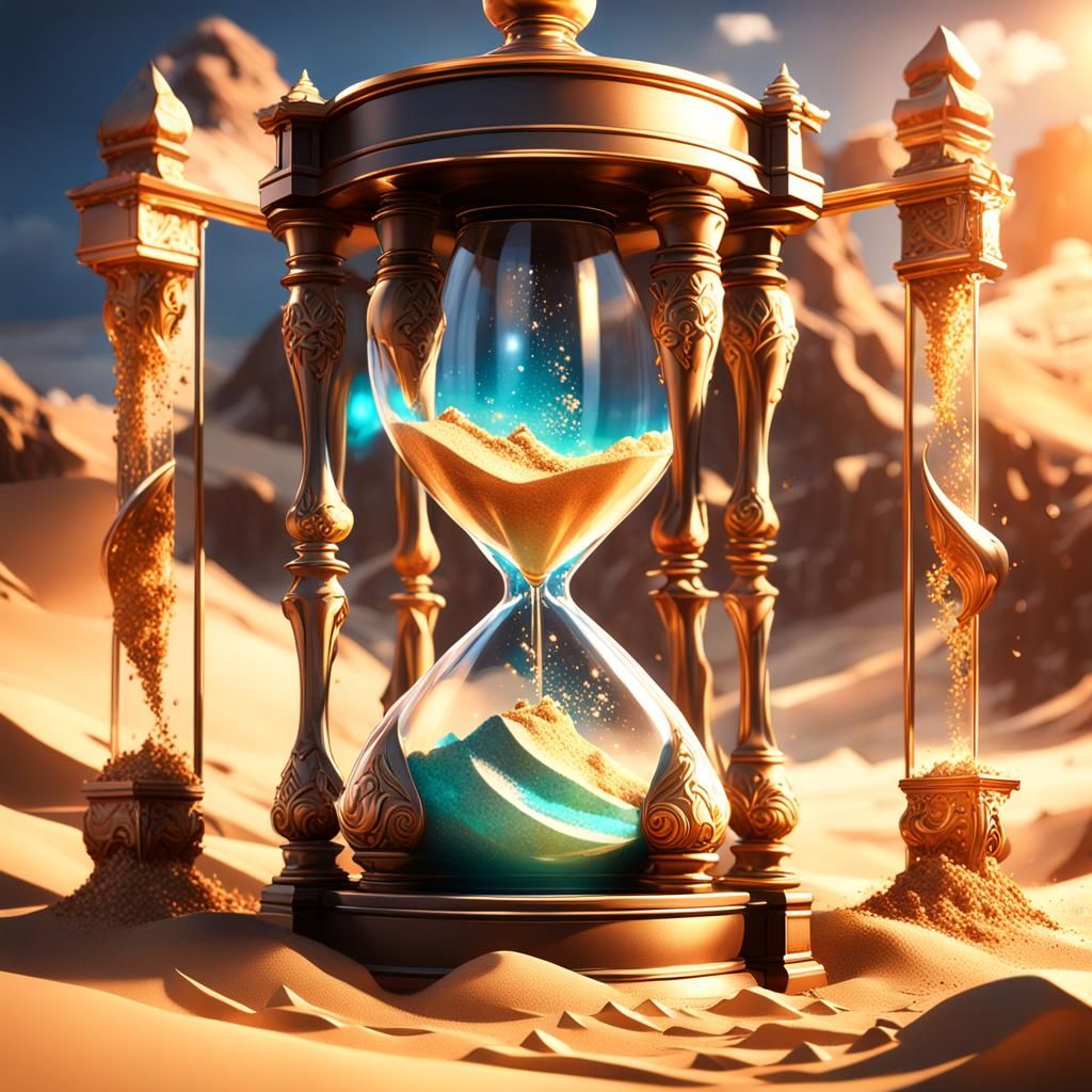 Hourglass Swirling Sand in 3D Anime Art