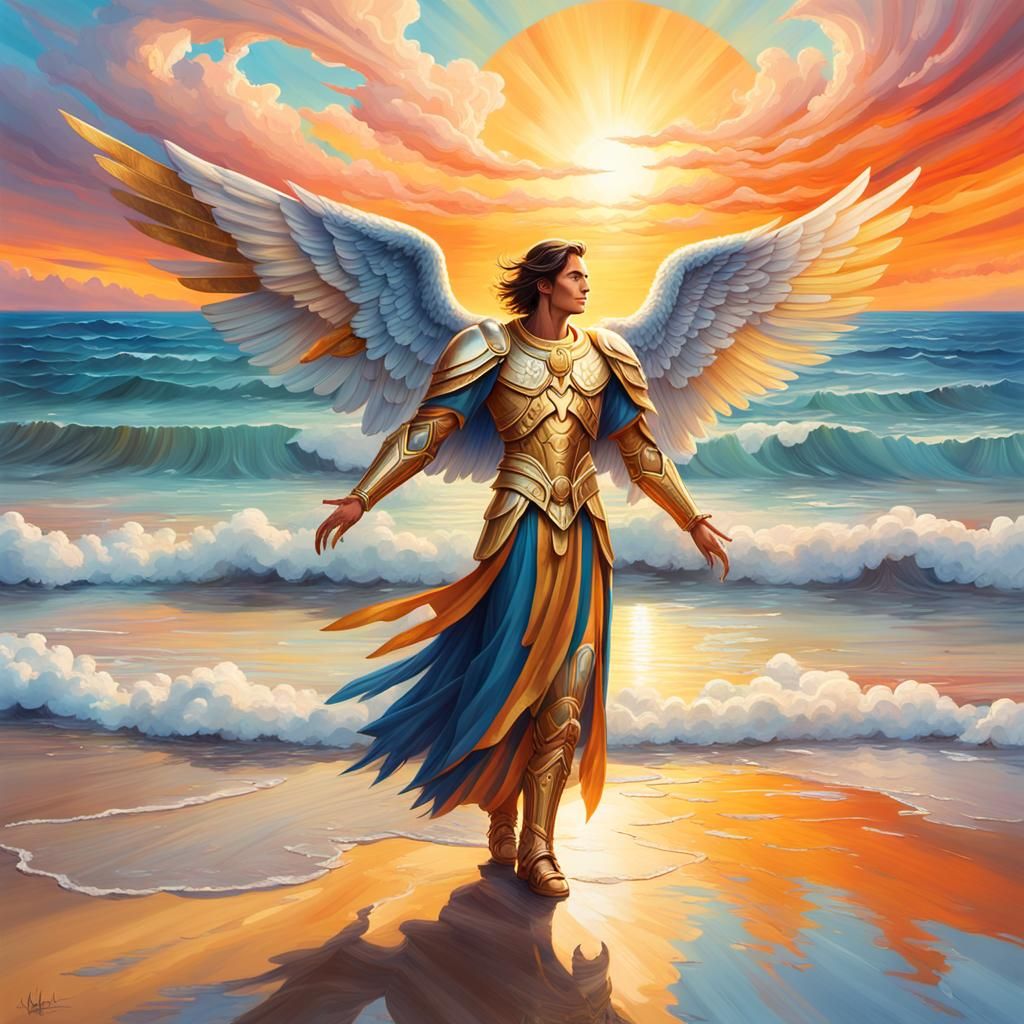 Archangel Sunrise: Hyperrealistic Concept Art
