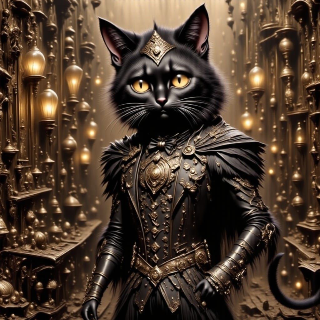 Adorable Chibi Cat with Big Burton-Style Eyes