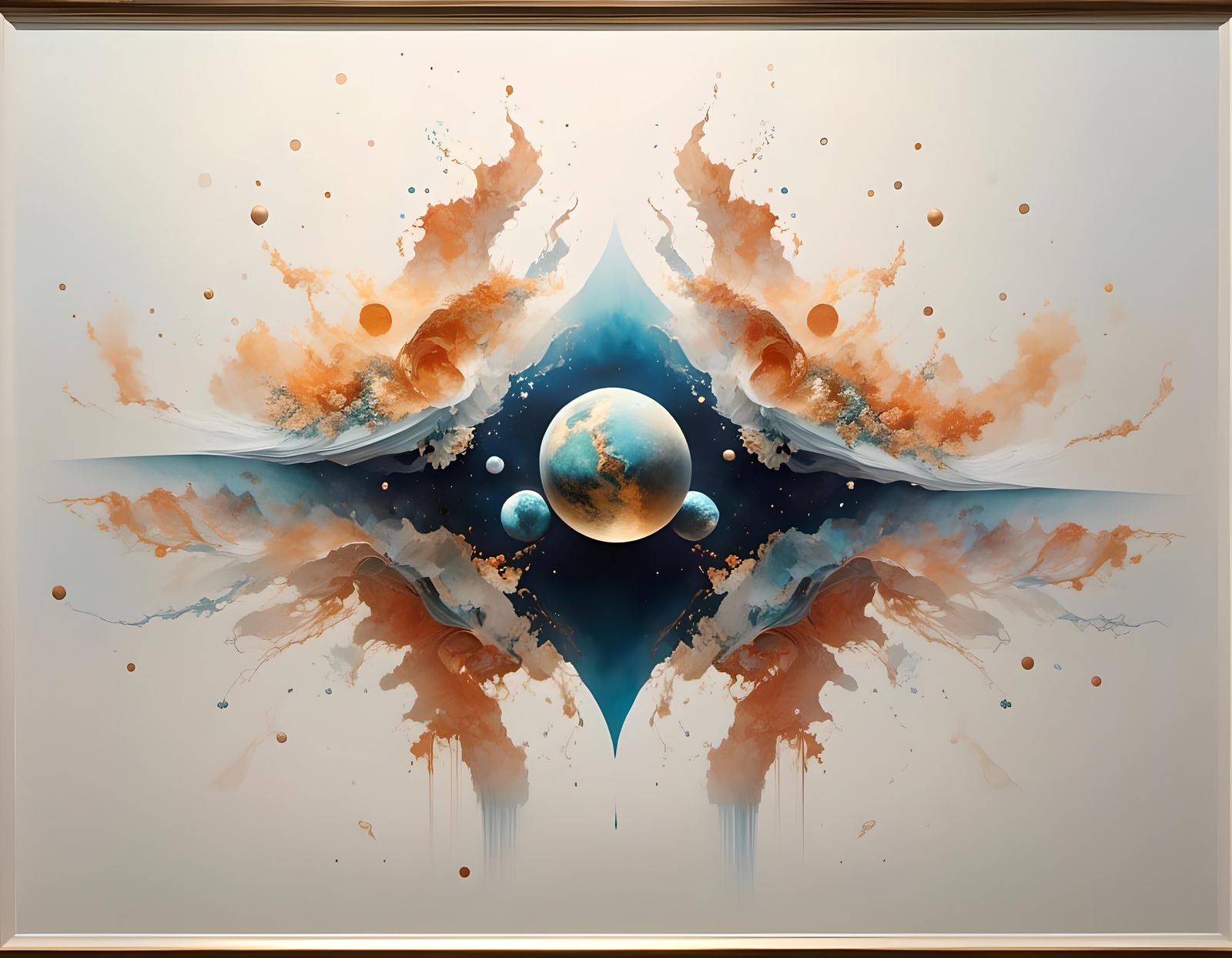 Earthrise: Watercolor Moonscape with Bioluminescent Earth