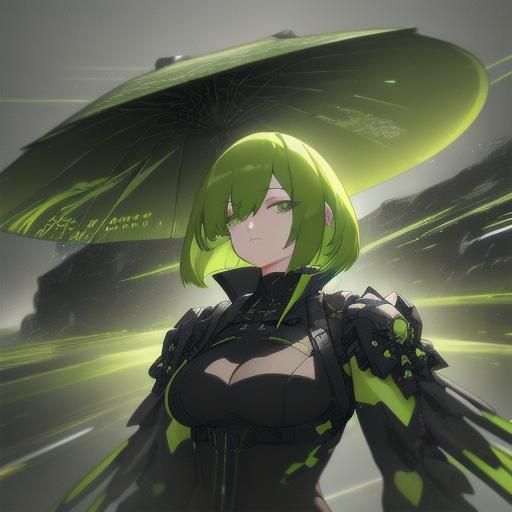 Green Bob Hairstyle in 3D Anime Art Style