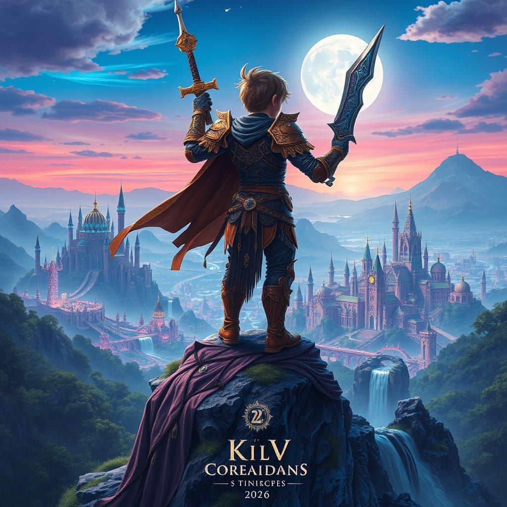 Fantasy Warrior on Crystal Mountain, Matte Painting