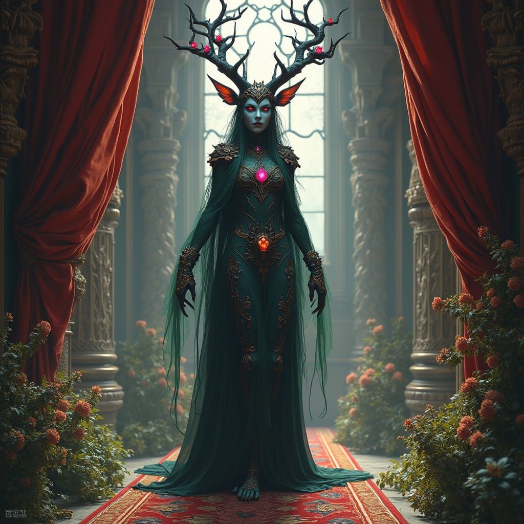 Dark Celtic Fae in Baroque Castle