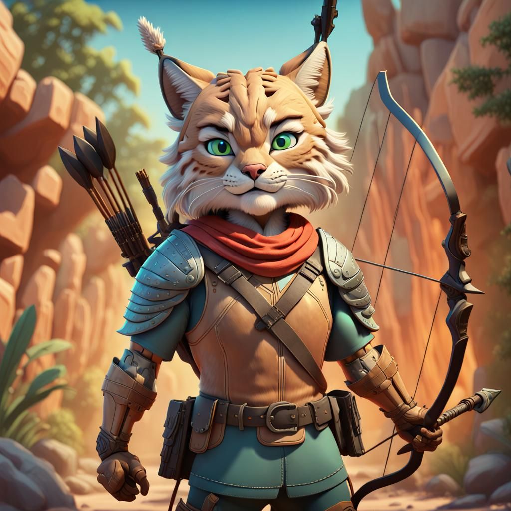 Bobcat Archer Ready for Battle in 3D Style