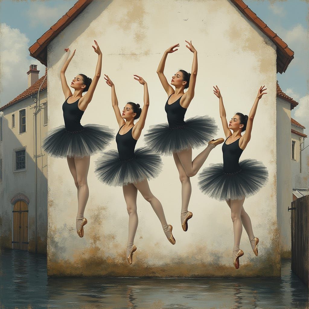 Ballerinas Perform Vertical Dance in Romantic Style