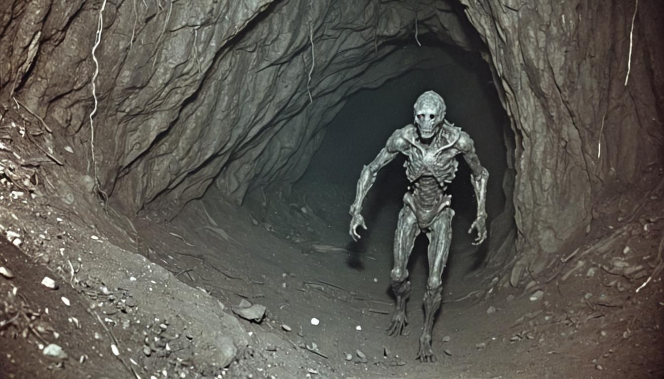 Eerie Cave Creature Encounter: Analog Horror Style