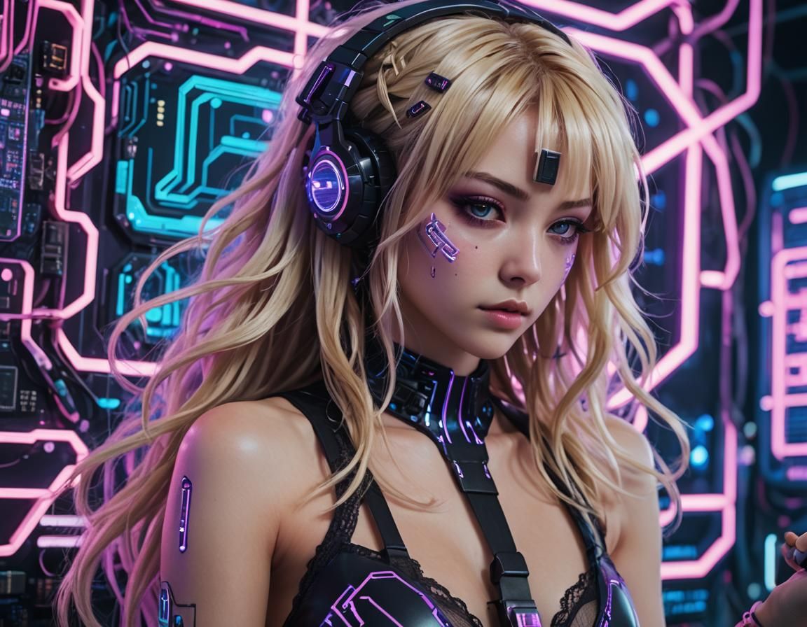 Cyberpunk Girl Portrait Floating on Telepad