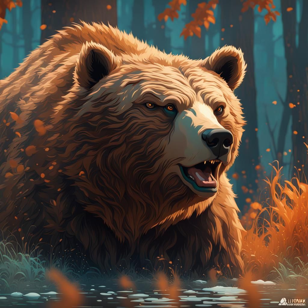 Hyperdetailed Grizzly Bear Concept Art