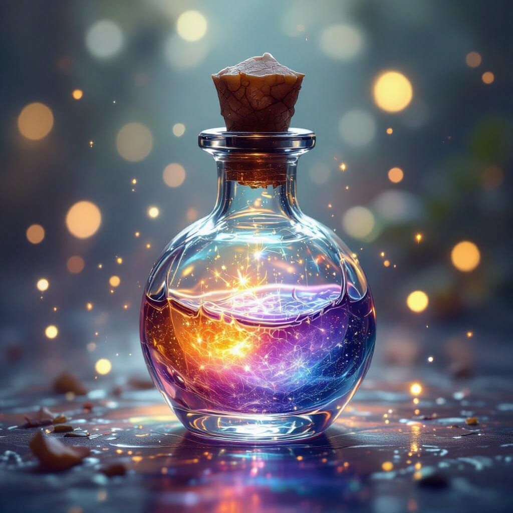 Magical Crystal Vial with Shimmering Potion