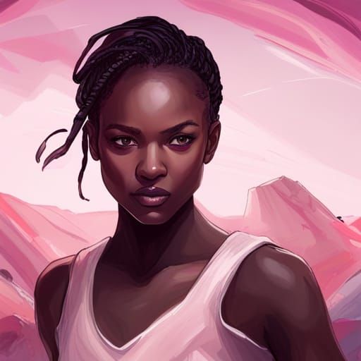 Black Girl Portrait in Art Nouveau Style