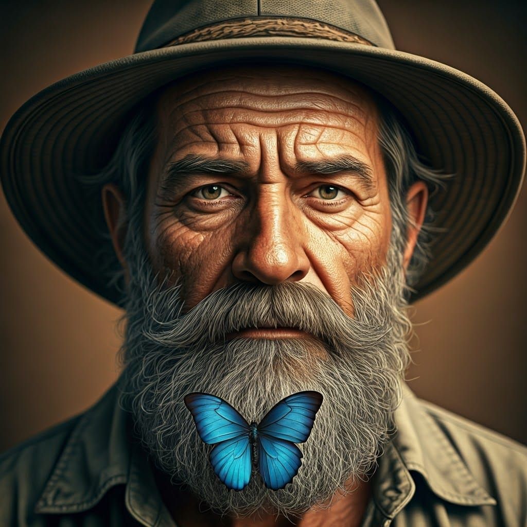 Italian Geologist with Blue Butterfly: Portrait Photography