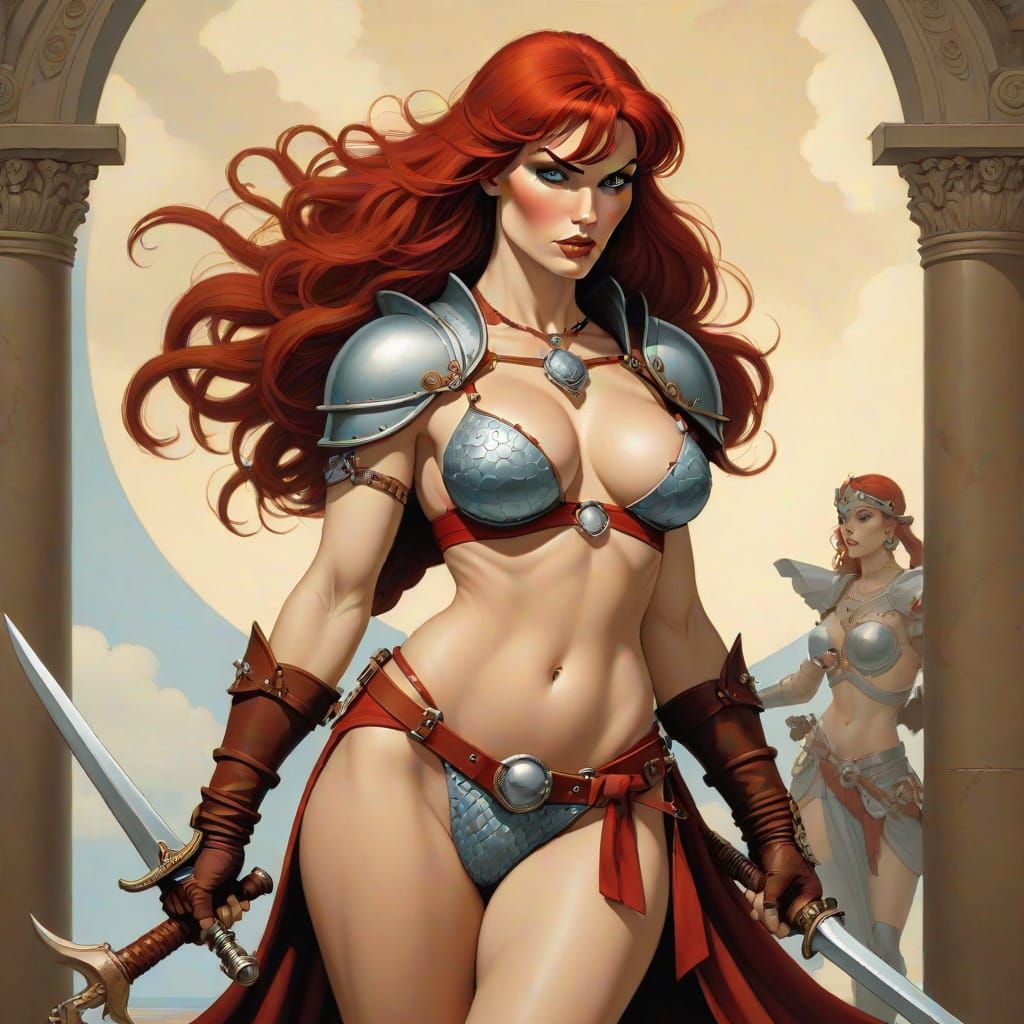 Red Sonja in Visionary Surrealist Style