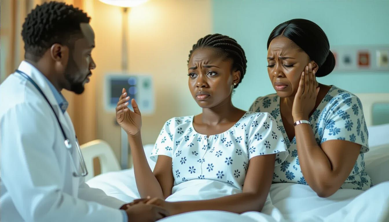 Emotional Hospital Scene: Nigerian Girl and Distressed Mothe...