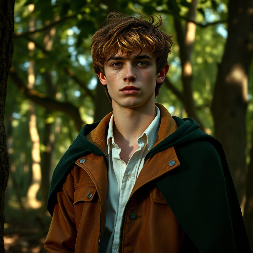Teenage Boy in Woodland, Cinematic Film Still
