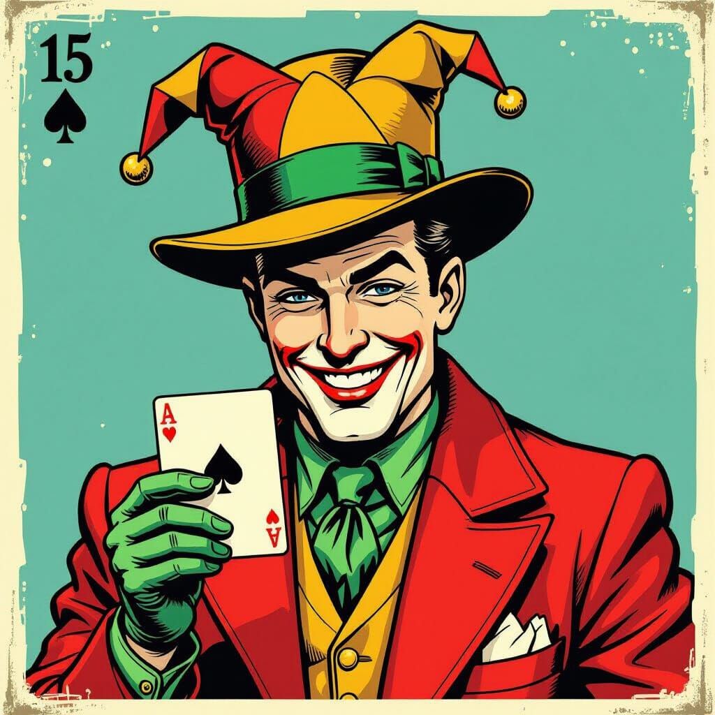 Private Eye as Joker in Comic Book Style