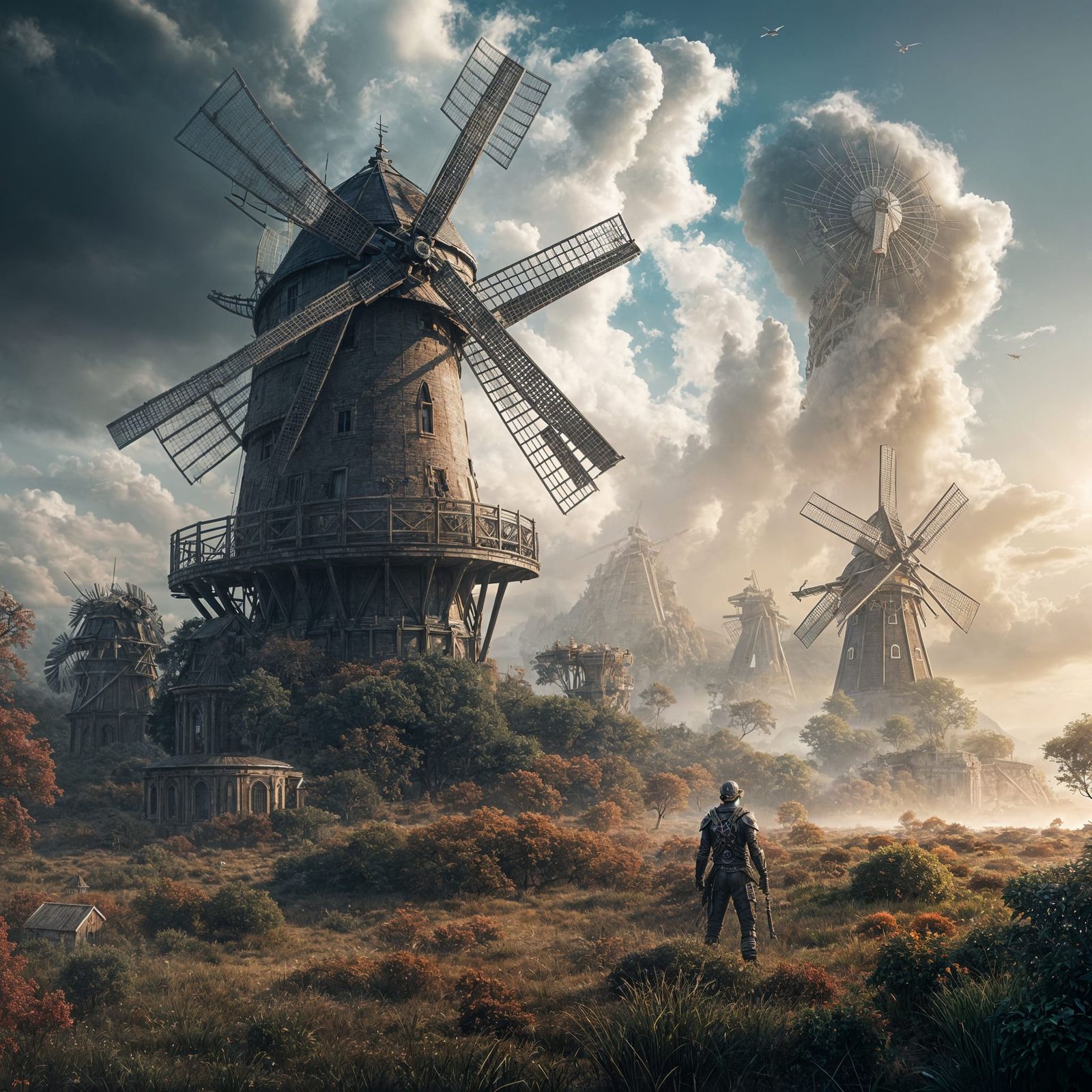 Futuristic Windmill: Epic Cinematic Digital Matte Painting