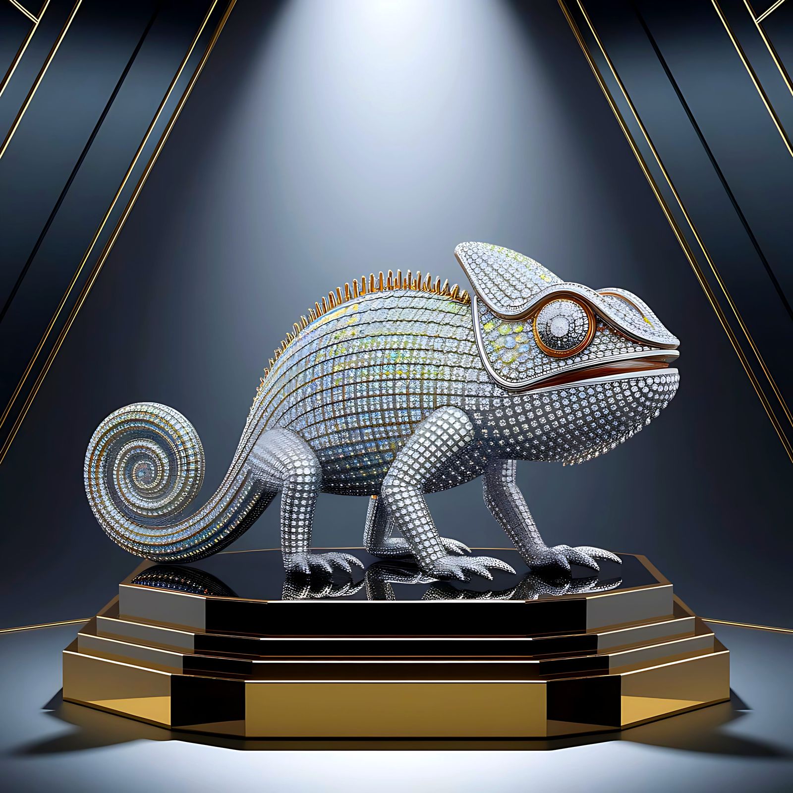 A high-end, iced-out chameleon