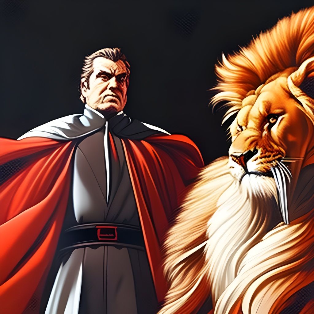 Man and Lion Fantasy Art Illustration