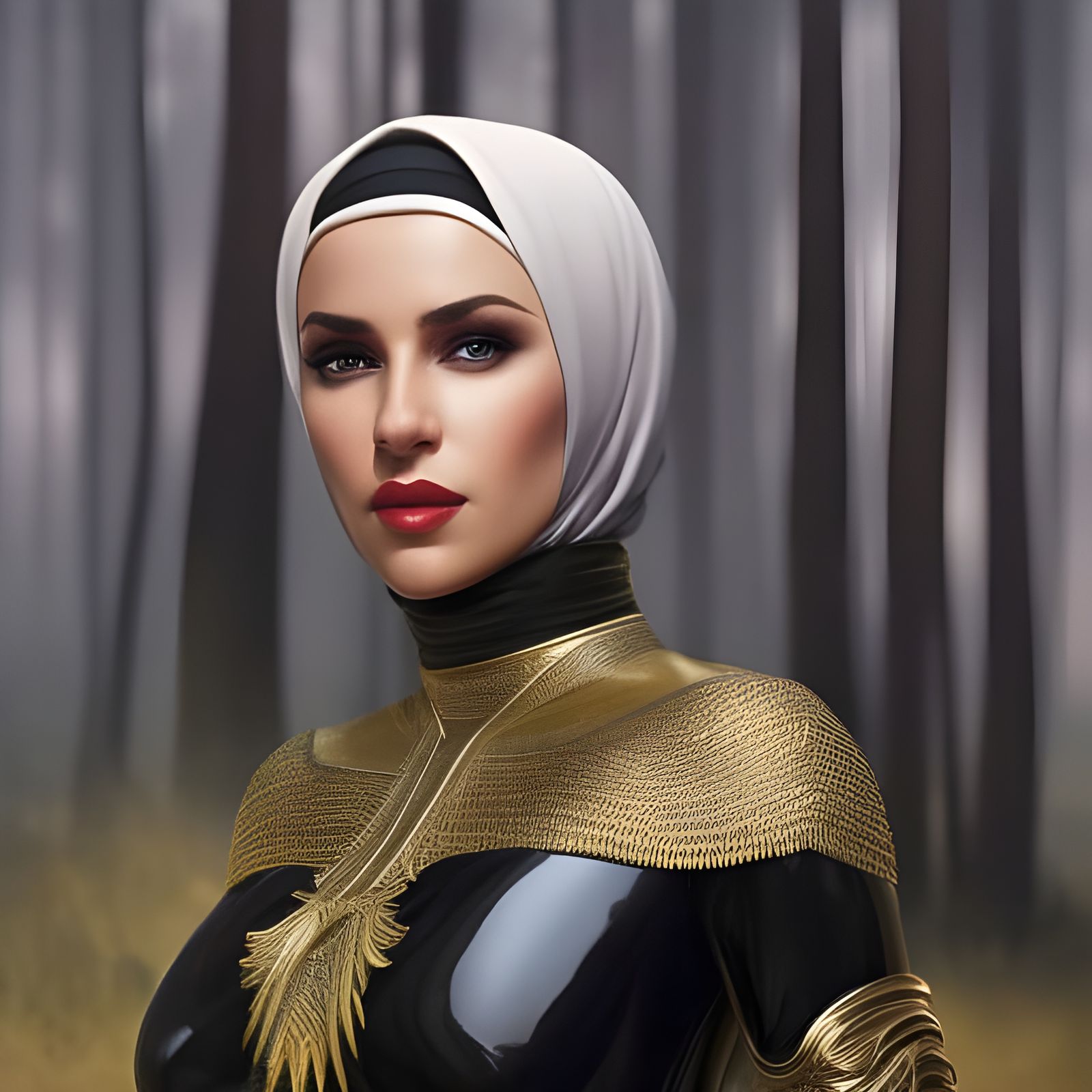 Futuristic Portrait of Woman in Hijab, Artgerm Style